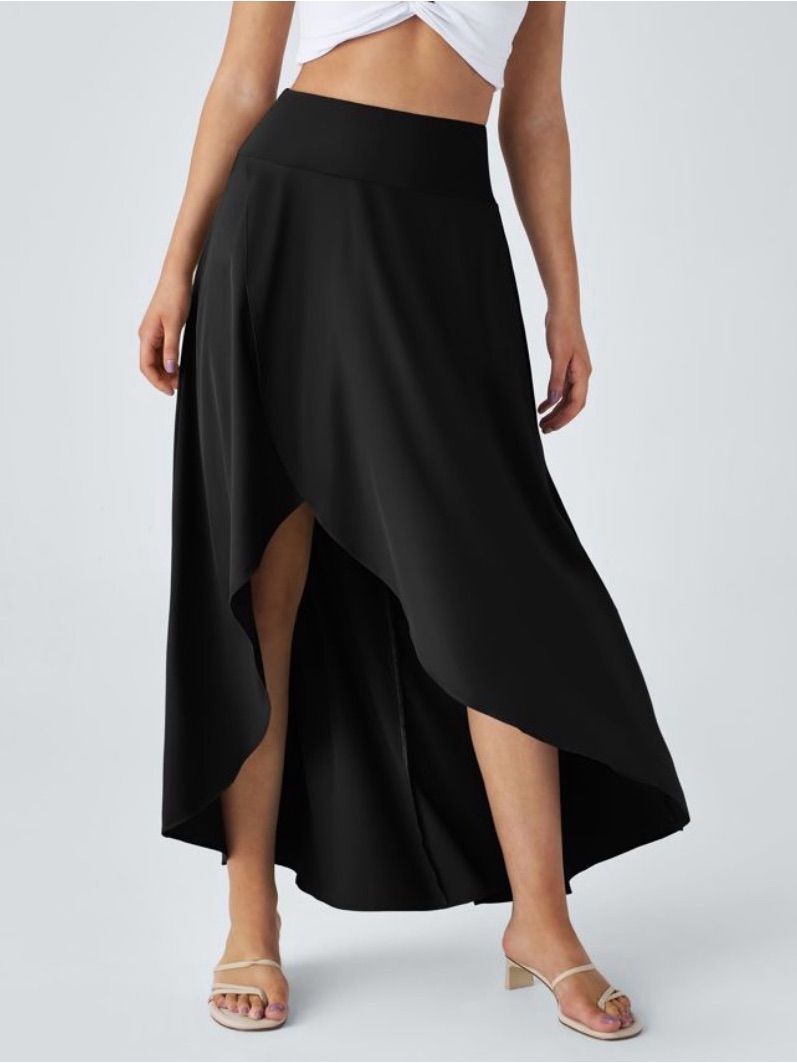 Black Asymmetric Wrap Maxi Skirt - Women Halara Breezefuls W Built In Shorts